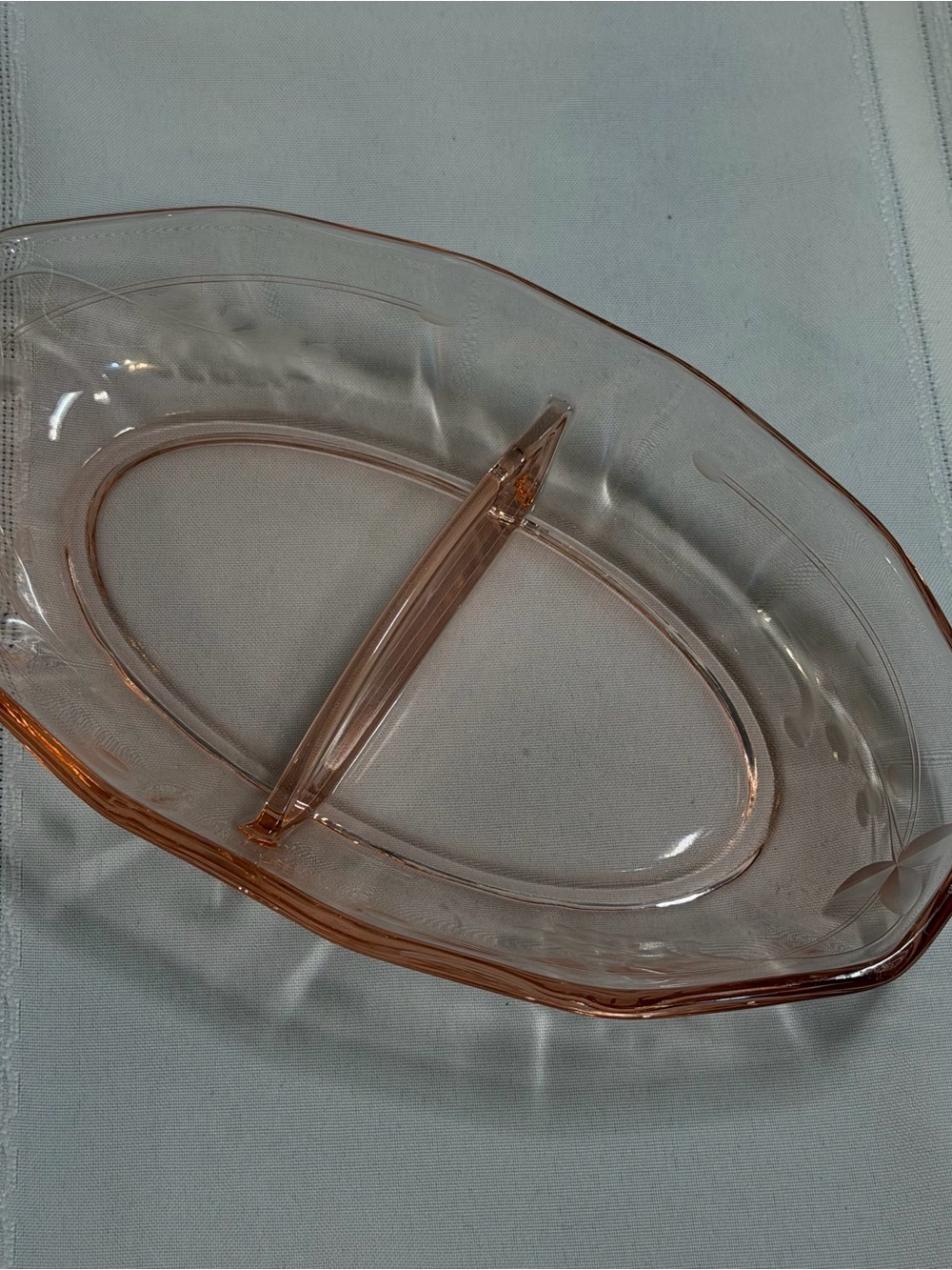 Fostoria TROJAN PINK 8-3/4” Divided Relish Dish Bowl Trinket Bathroom